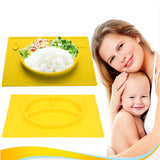 Baby Kids Children Tableware Meal Dinner Plates Dinnerware Integrated Sub-grid Silicone Food Dishes Plate Non-slip Placemat
