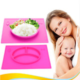 Baby Kids Children Tableware Meal Dinner Plates Dinnerware Integrated Sub-grid Silicone Food Dishes Plate Non-slip Placemat
