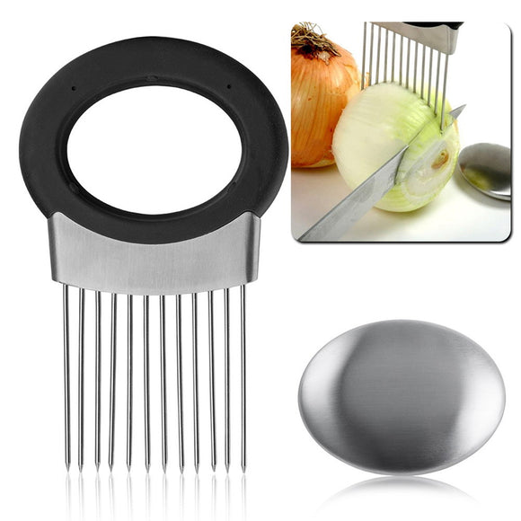 Kitchen Accessories Easy Onion Holder Slicer Vegetable Fruit Tomato Cutter Stainless Steel Home Kitchen Cooking Tools