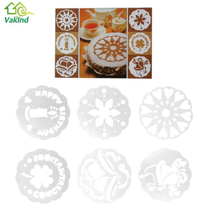 6pcs Cake Decor Cupcake Stencils Template Mold Dies for Birthday Xmas Party Kitchen Accessories Caking Tool