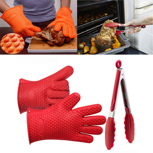 Kitchen Tool Silicone Kitchen Cooking Silicone BBQ /Cooking Gloves Plus Silicone Tong Baking Tool