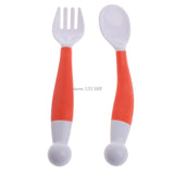 1 Set Safe PP Flexible Baby Spoon+ Fork Adjustable Handle Children Dishes Learning Kids Tableware 2 pcs/Set JUN07