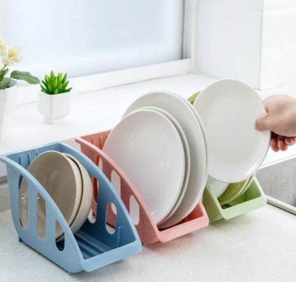 Dish Plate Drying Rack Organizer Drainer Plastic Storage Holder Kitchen 5 Slot Dish Storage Rack