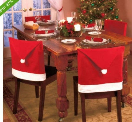 1 Pcs Christmas Decorations Happy Santa Red Hat Chair Back Covers Dinner