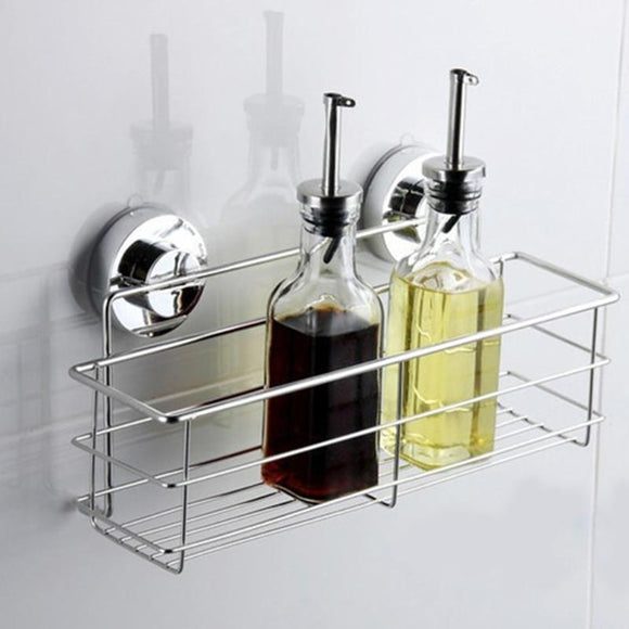 Stainless Steel Sink Sucker Organizer Vacuum Suction Cup Kitchen Sponges Storage Basket Bathroom Soap Dish Towel Holder