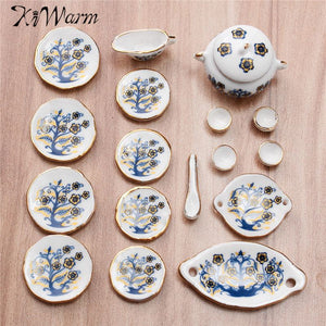 KiWarm Mini 1:12 Simulation Tableware Playhouse Props Dollhouse Exquisite DIY Ceramic Coffee Service Tea Set Ornament Kids Gifts
